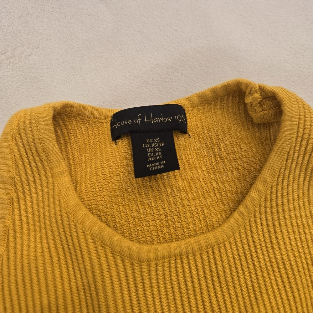 House of Harlow 1960 Women's Yellow Ribbed Dress BodyCon Sleeveless Midi XS - Picture 5 of 5